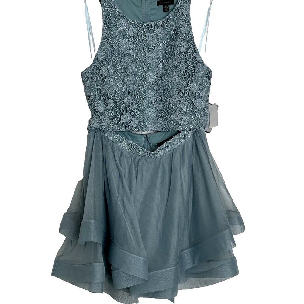 JODI KRISTOPHER Dress 13 2 Piece Party Lace Tulle Metallic Threads Skater NWT